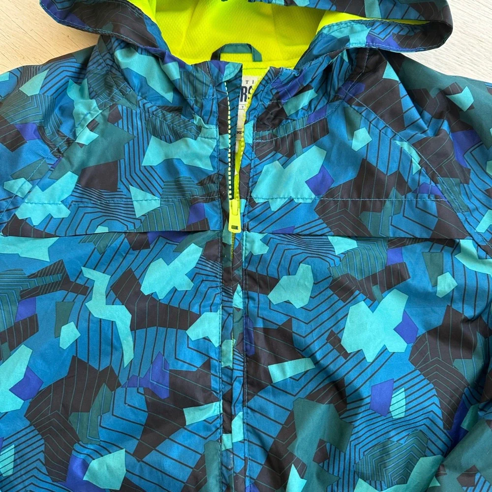 Gymboree‎ Boys Blue Geometric Camo Windbreaker Rain Jacket Mesh Lined L 10-12